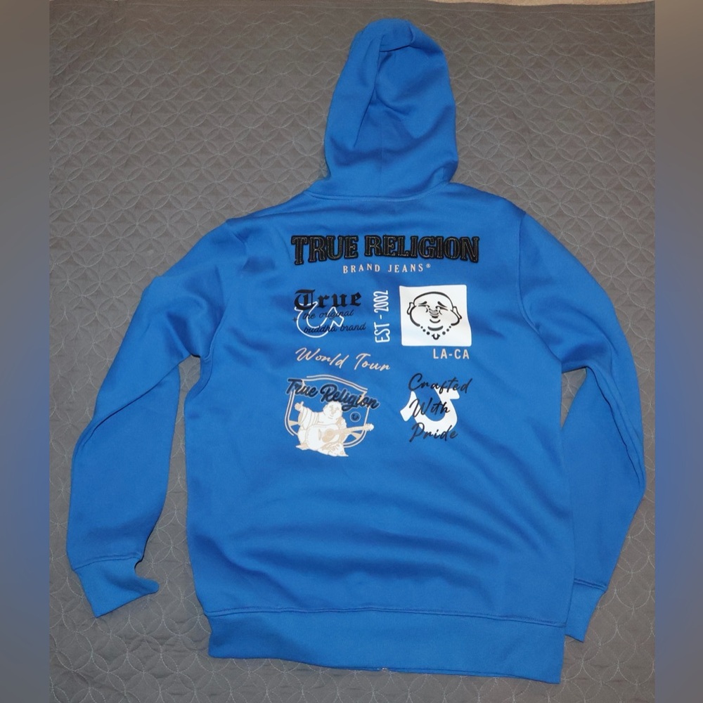 True Religion MULTI-LOGO APPLIQUÉ ZIP HOODIE